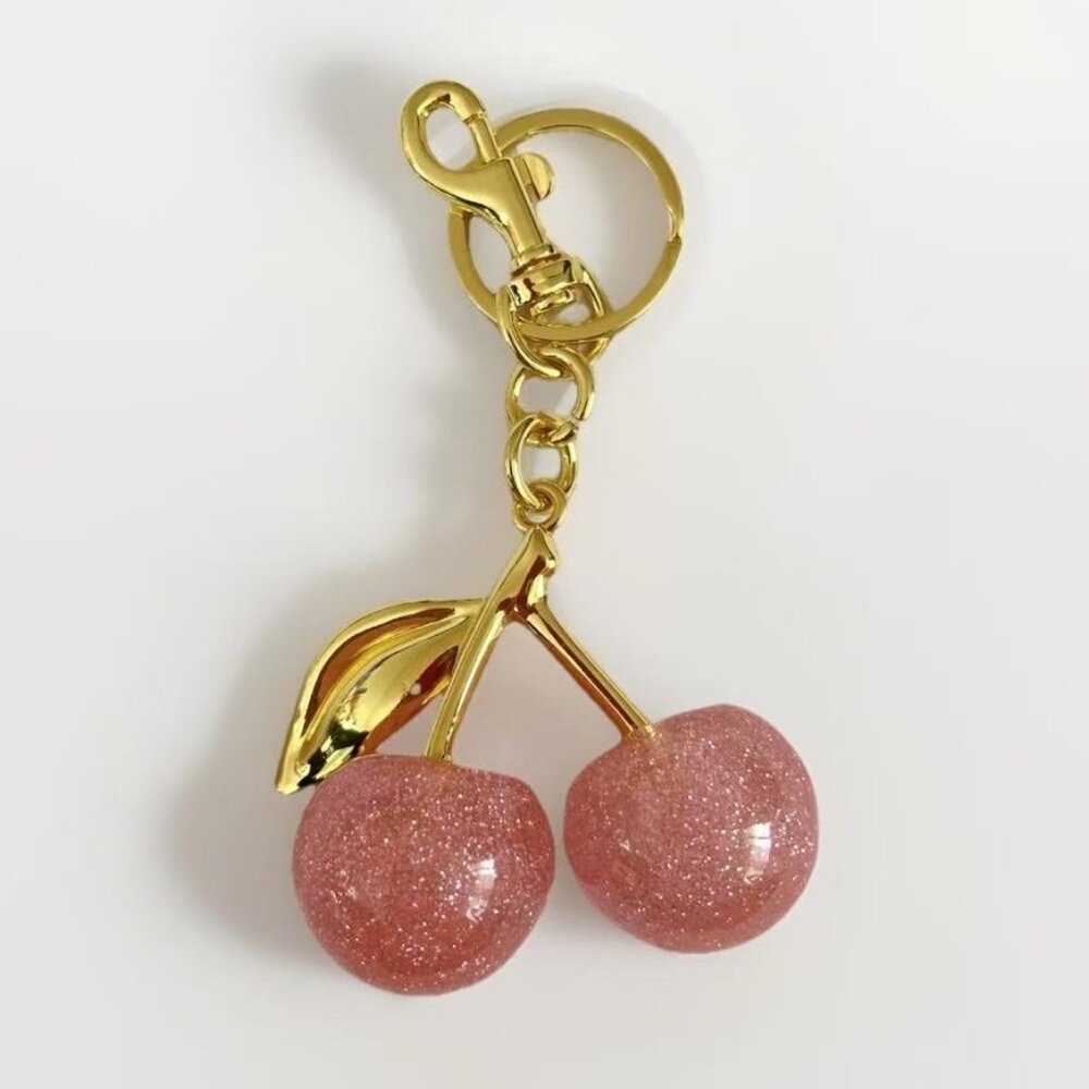 Pink glitter cherries keychain And Bag charm kawaii